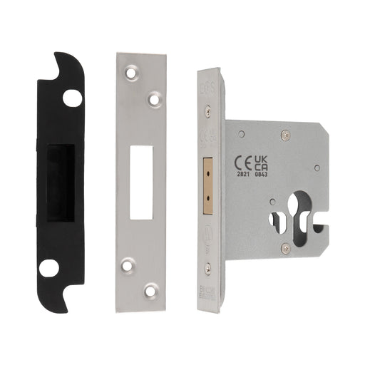 76Mm Heavy Duty Deadlock - Euro - Square - Satin Stainless Steel