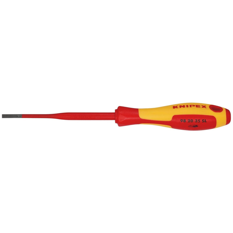Draper Knipex 98 20 35 SL VDE Insulated Slotted Screwdriver, 3.5 x 100mm - Slim Draper - Town Tools