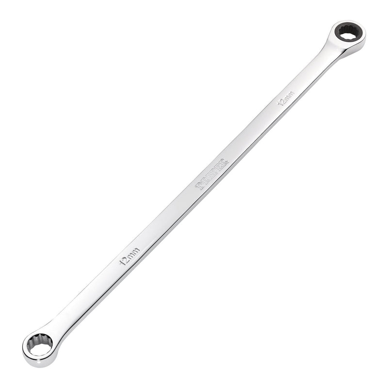 Draper Draper HI-TORQ Metric Extra-Long Double Ring Ratchet Spanner, 12mm Draper - Town Tools