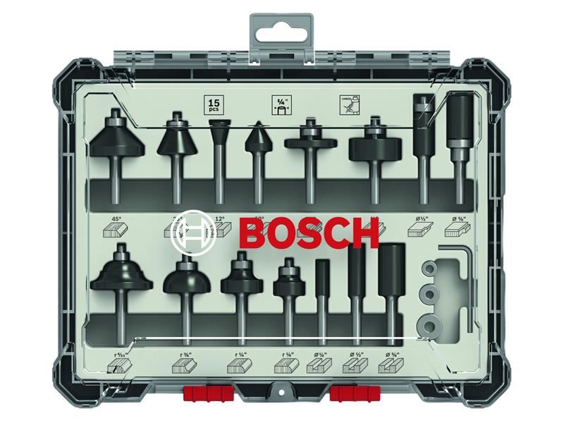 Bosch Powertool Accessories PRO Router Bit Mixed Set, 15 Piece Bosch Powertool Accessories - RockBottom Northampton