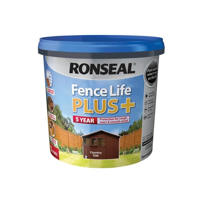 Ronseal Fence Life Plus+ Country Oak 5 litre Ronseal - RockBottom Nothampton