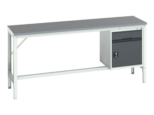 Bott Verso Bench with Cupboard + Drawer, Lino Top 2000 x 600mm