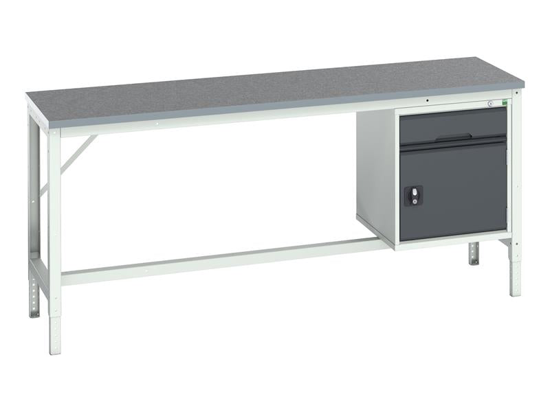 Bott Verso Bench with Cupboard + Drawer, Lino Top 2000 x 600mm