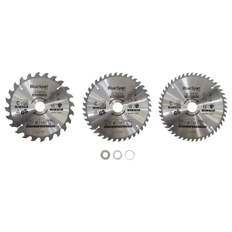 Bluespot Tools 210mm Circular Saw Blade Set, 3 Piece BlueSpot Tools - RockBottom Northampton