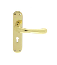 Ibra Lever On Backplate - Lock 57Mm C/C Otl (Polished Brass) - Polished Brass 185MM X 40MM