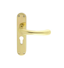 Ibra Lever On Backplate - Lock Euro Profile 47.5Mm C/C Otl (Polished Brass) - Polished Brass 185MM X 40MM