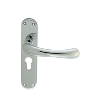 Ibra Lever On Backplate - Lock Euro Profile 47.5Mm C/C Cro (Polished Chrome) - Polished Chrome 185MM X 40MM