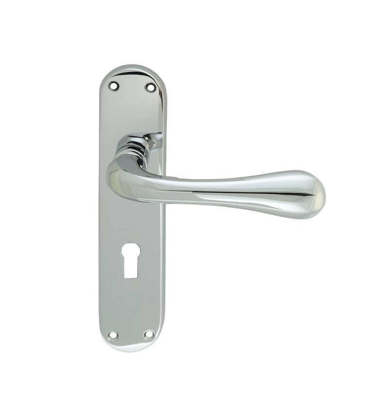 Astro Lever On Backplate - Lock 57Mm C/C Cro (Polished Chrome) - Polished Chrome 185MM X 40MM