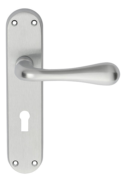 Astro Lever On Backplate - Lock 57Mm C/C Csa (Satin Chrome) - Satin Chrome 185MM X 41MM