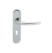 Lilla Lever On Backplate - Lock 57Mm C/C Cro (Polished Chrome) - Polished Chrome 185MM X 40MM