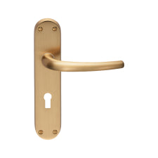 Lilla Lever On Backplate - Lock 57Mm C/C Osa (Satin Brass) - Satin Brass 185MM X 40MM