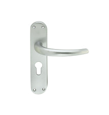 Lilla Lever On Backplate - Lock Euro Profile 47.5Mm C/C Csa (Satin Chrome) - Satin Chrome 185MM X 40MM