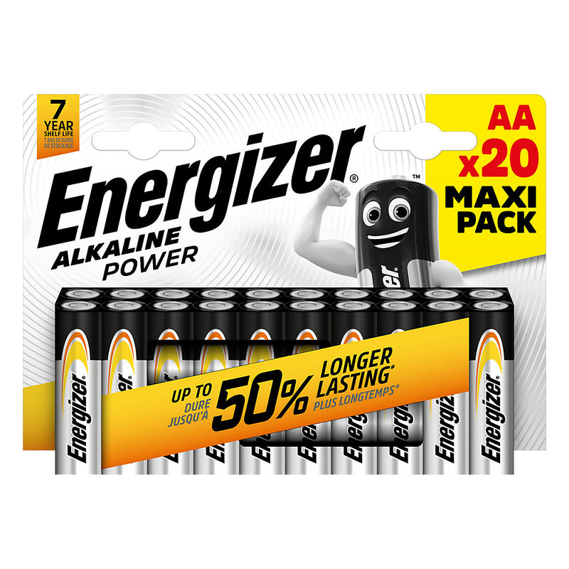 Energizer Alkaline Power AA Batteries, 20 Pack