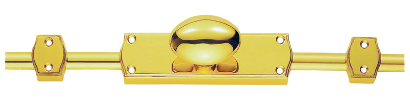 Espagnolette - Oval Knob Set With 2 X 1.2 Mtr Brass Rods & Keepers - Polished Brass