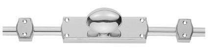 Espagnolette - Oval Knob Set With 2 X 1.2 Mtr Brass Rods & Keepers - Polished Chrome