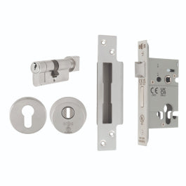 Euro Profile Bs8621 Cylinder/Turn Sashlock (Complete) - Satin Stainless Steel