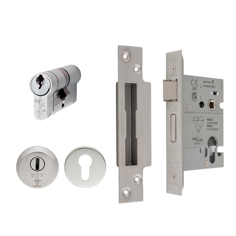 Easi - T Euro Profile Bs3621 Double Cylinder Sashlock (Complete Set) - Satin Stainless Steel
