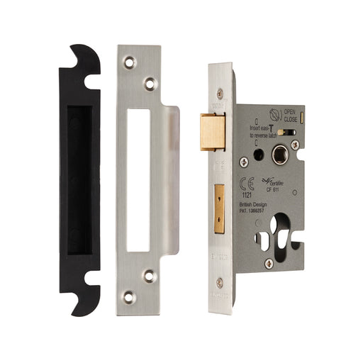 64Mm Heavy Duty Sashlock - Euro - 47.5Mm C/C - Radius - Satin Stainless Steel