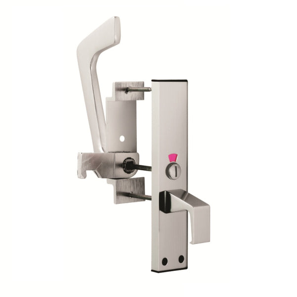 Disabled Toilet Handle Set - Polished Anodised Aluminium - Polished Anodised Aluminium