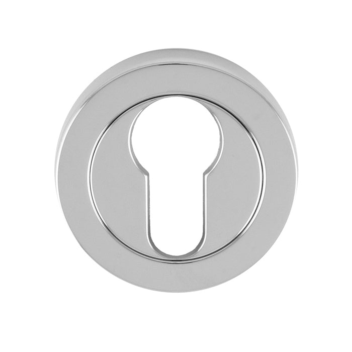Escutcheon - Euro Profile - Screw-On Round Rose - Polished Chrome