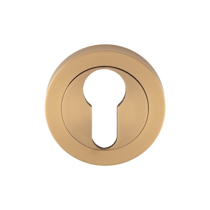Escutcheon - Euro Profile - Screw-On Round Rose - Satin Brass