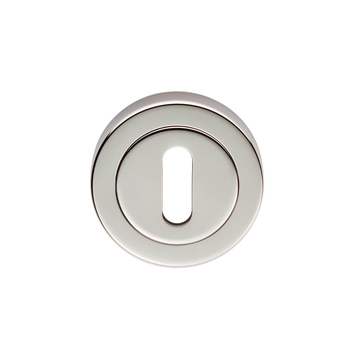 Escutcheon - Lock Profile - Screw-On Round Rose - Polished Nickel