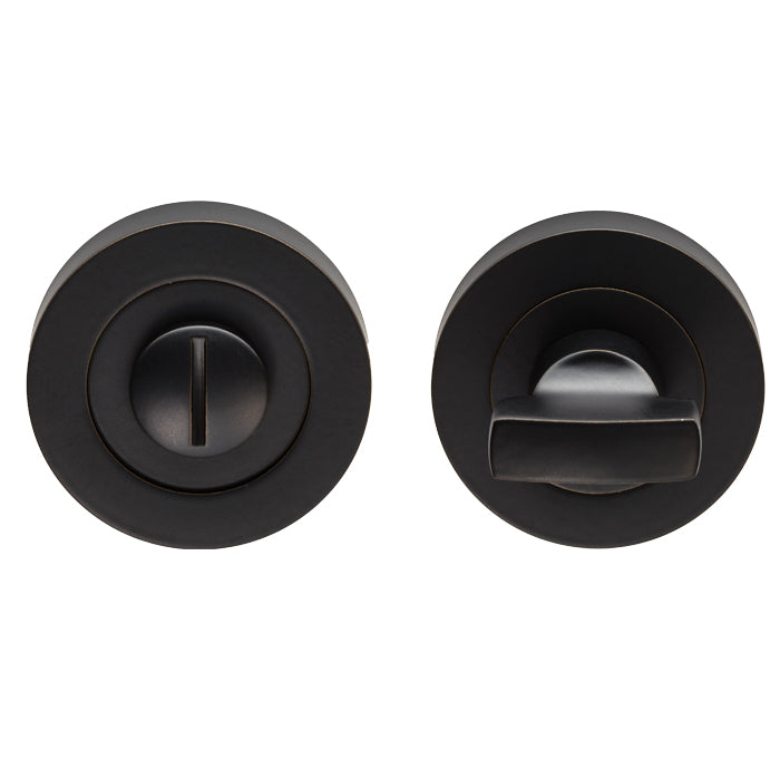 Turn & Release - 5Mm Spindle - Screw-On Round Rose - Matt Black
