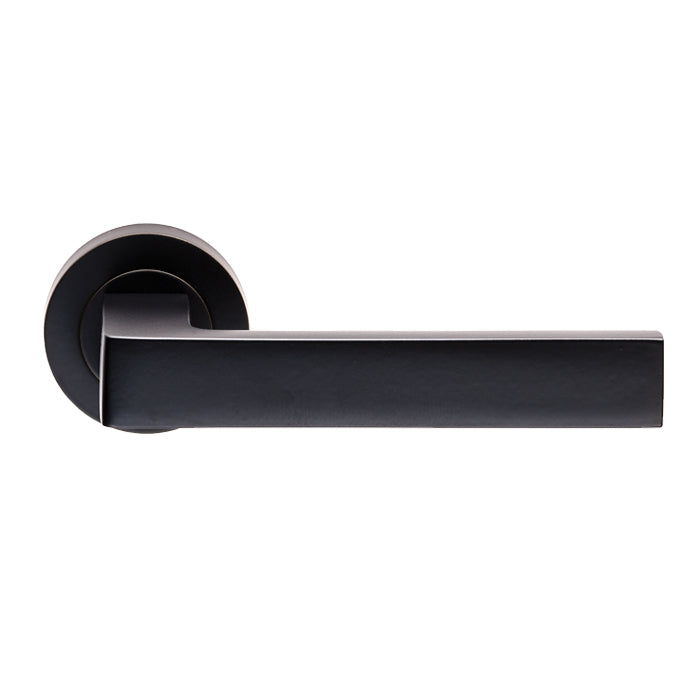 Sasso Lever On Sprung Screw-On Round Rose - Matt Black