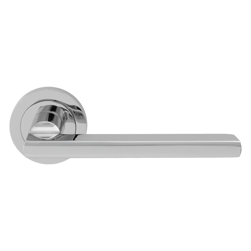 Trentino Lever On Sprung Screw-On Round Rose - Polished Chrome