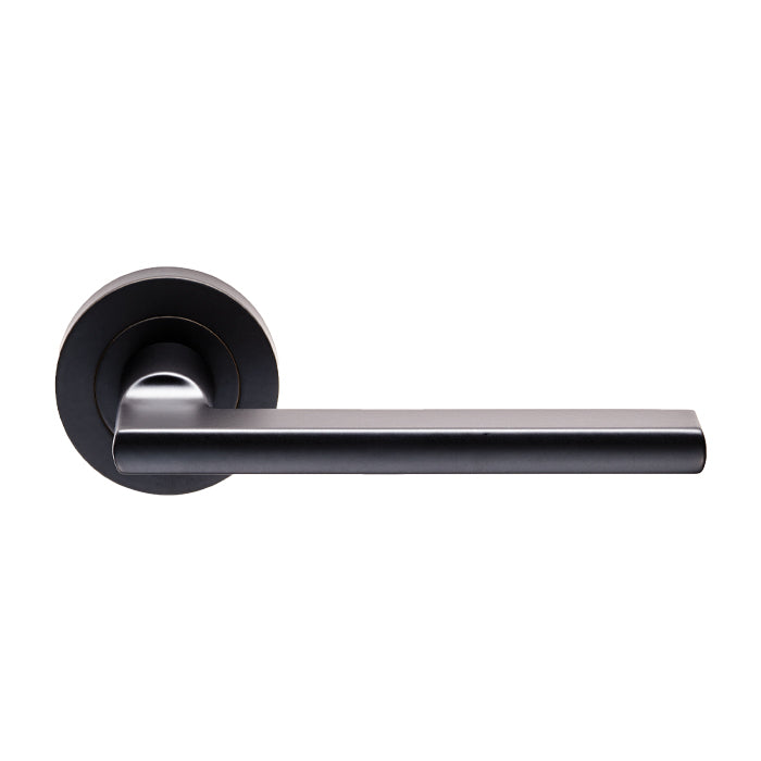 Trentino Lever On Sprung Screw-On Round Rose - Matt Black
