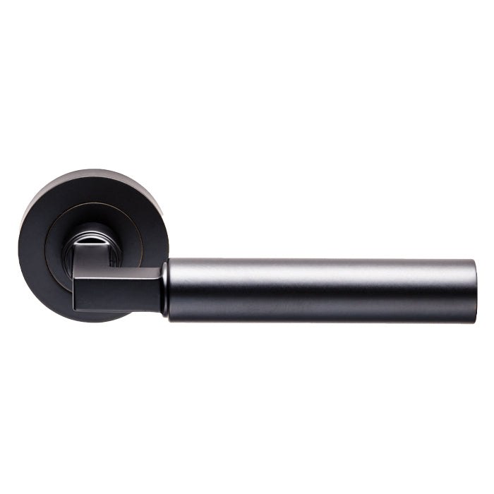Amiata Lever On Sprung Screw-On Round Rose - Matt Black
