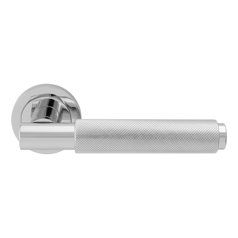 Varese Lever On Sprung Screw-On Round Rose - Polished Chrome