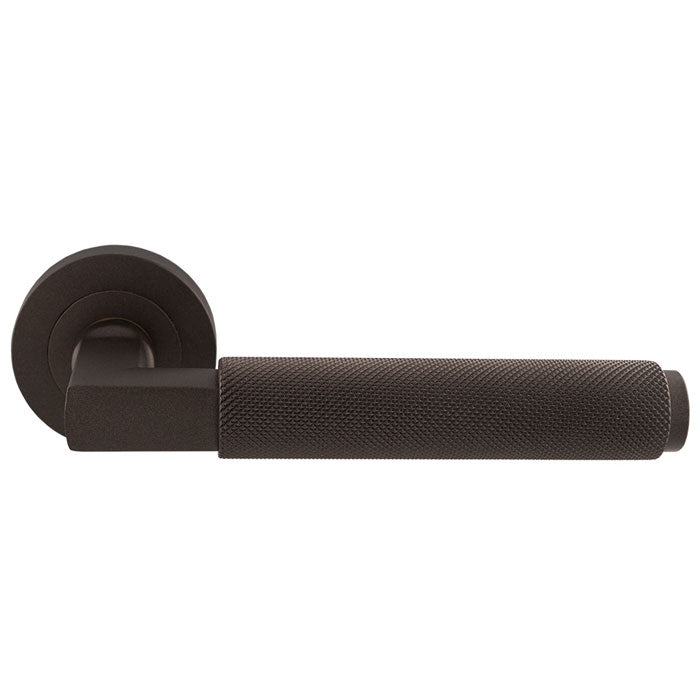 Terazzo Knurled Lever On Sprung Screw-On Round Rose - Matt Bronze