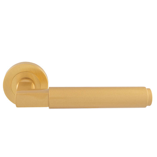 Masano Lever On Sprung Screw-On Round Rose - Satin Brass