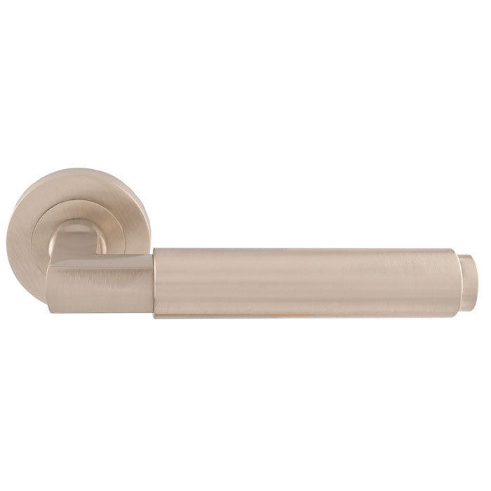 Masano Lever On Sprung Screw-On Round Rose - Satin Nickel