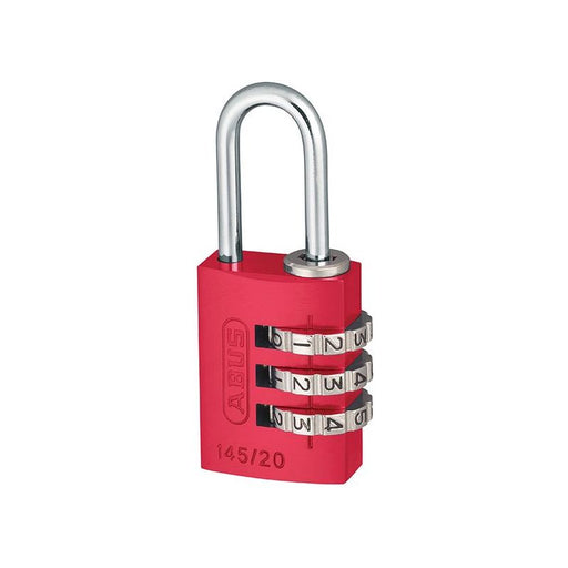 Abus Mechanical 145/20 20mm Aluminium Combination Padlock Red 46569 ABUS Mechanical - NorthantsTrade Northampton 