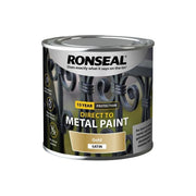 Ronseal Direct to Metal Paint Gold Satin 250ml Ronseal - RockBottom Nothampton