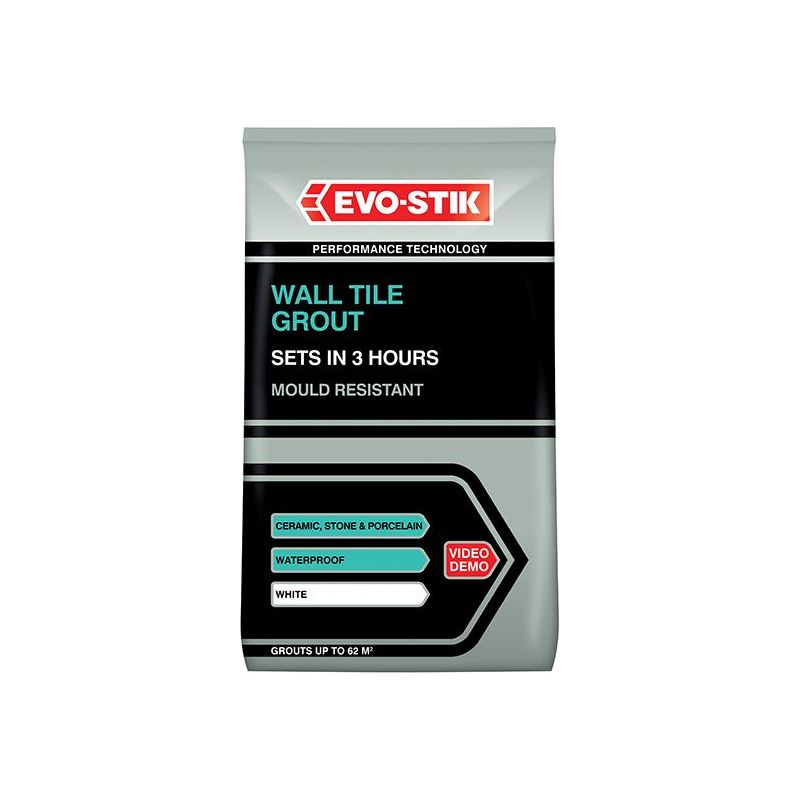 Evo-Stik Wall Tile Grout Mould Resistant White 1.5kg EVO-STIK - RockBottom Northamptin
