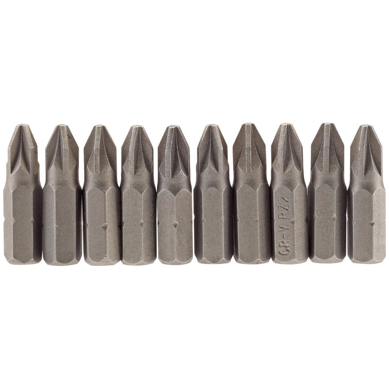 Draper PZ Type Insert Bit, 1/4" Hex, 25mm Long, No.2 (Pack of 10) 64048 Draper - Town Tools 