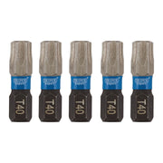 Draper Expert TX-STAR Impact Screwdriver Bits, T40 x 25mm, 1/4" Hex (Pack of 5) Draper - Town Tools 