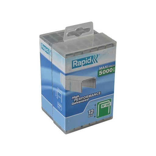 Rapid 140/12 12mm Galvanised Staples (Poly Pack 5000) Rapid - RockBottom Nothampton