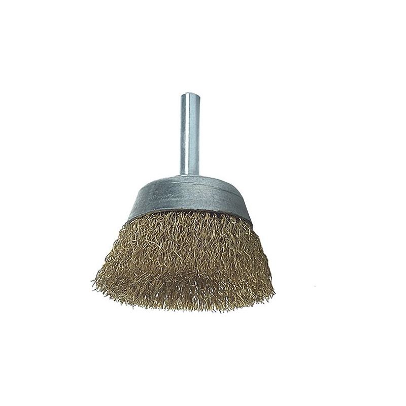 Lessmann DIY Cup Brush with Shank 50mm, 0.25 Brass Wire Lessmann - RockBottom Northampton