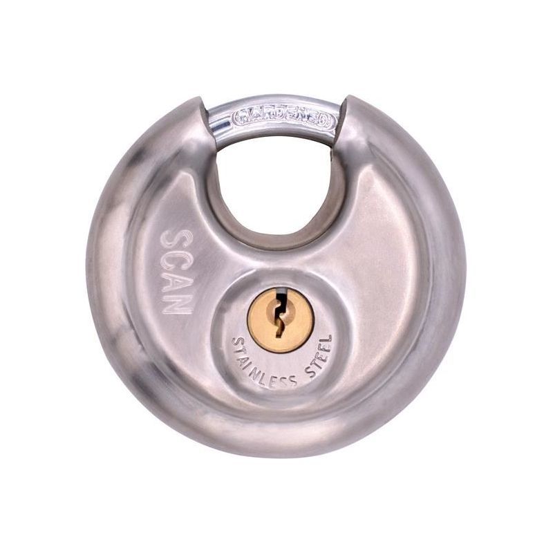 Scan Stainless Steel Disk Type Padlock 80mm Scan - RockBottom Nothampton