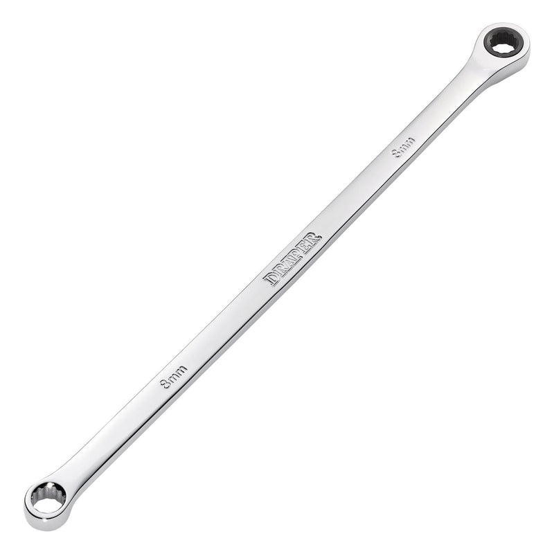 Draper Draper HI-TORQ Metric Extra-Long Double Ring Ratchet Spanner, 8mm Draper - Town Tools
