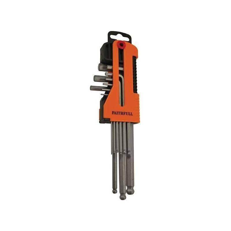 Faithfull Metric Long Arm Ball End Hex Key Set, 9 Piece Faithfull - RockBottom Northampton