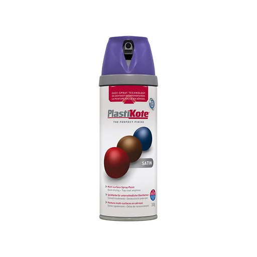 Plastikote Twist & Spray Satin Sumptuous Purple 400ml PlastiKote - RockBottom Nothampton