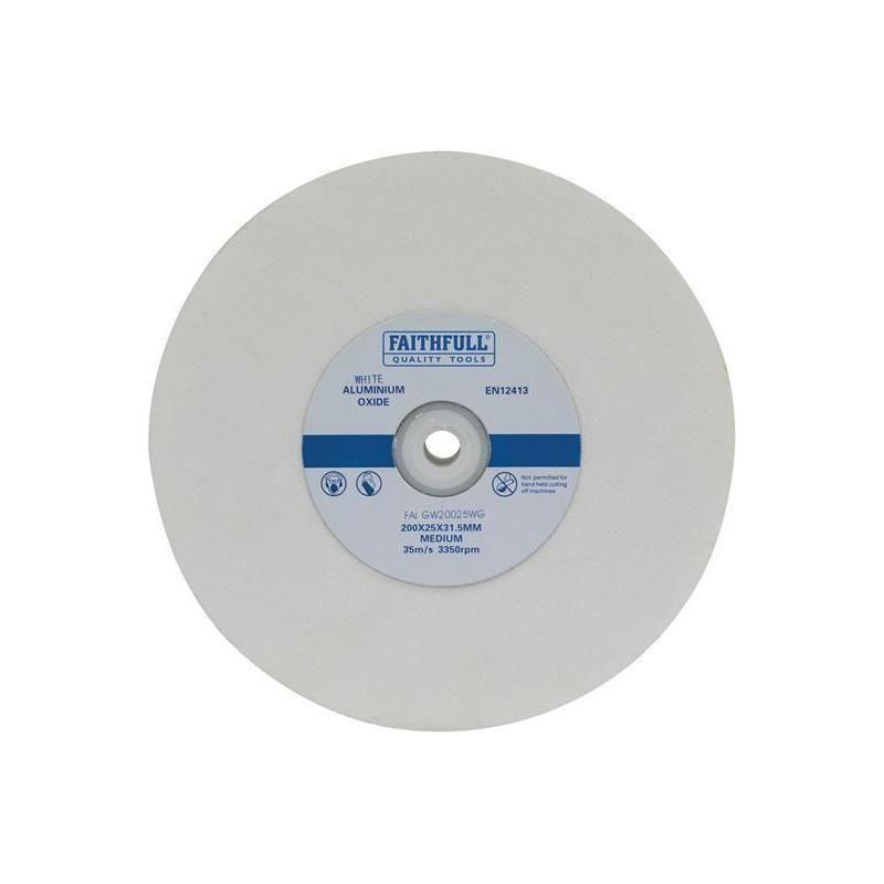 Faithfull General Purpose Grinding Wheel 200 x 25mm White Medium Faithfull - RockBottom Northampton