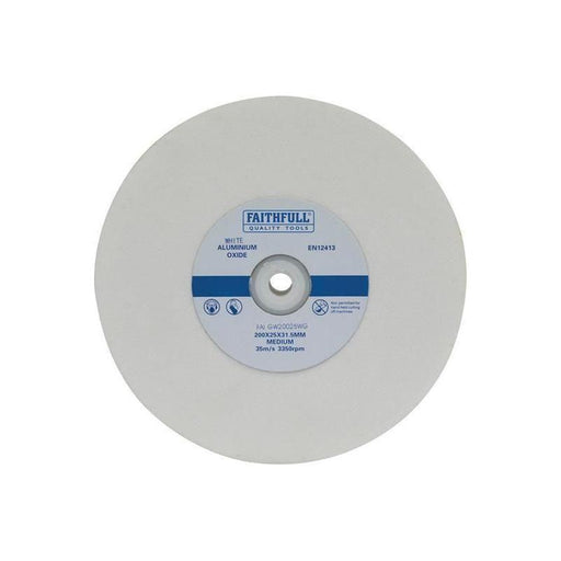 Faithfull General Purpose Grinding Wheel 200 x 25mm White Medium Faithfull - RockBottom Northampton