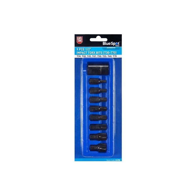 Bluespot Tools 1/2in Impact TORX Bit Set, 9 Piece BlueSpot Tools - RockBottom Northampton