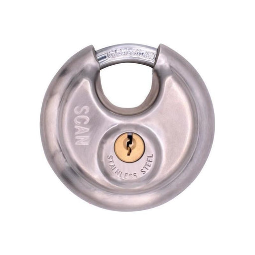 Scan Stainless Steel Disk Type Padlock 70mm Scan - RockBottom Nothampton